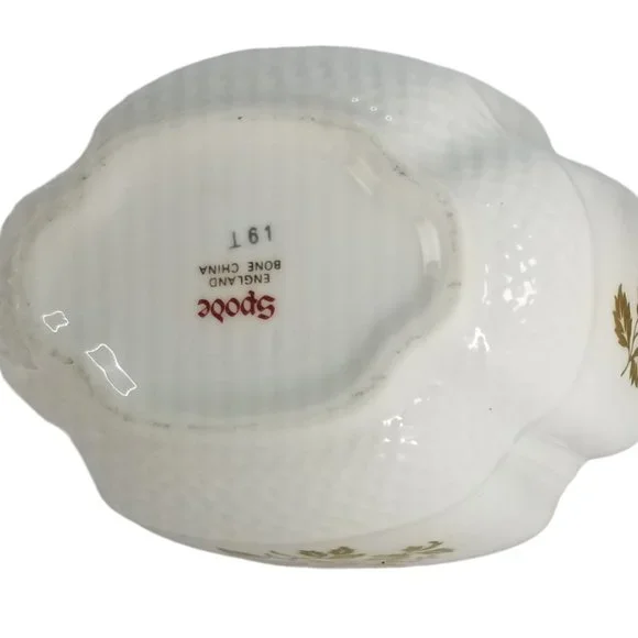 Vintage Spode Cream &  Sugar Bowl Set Fine  Porcelain White & Gold Floral Motif - Picture 6 of 11